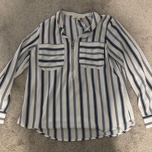 Striped Blue and White Women's Blouse Michael Kors